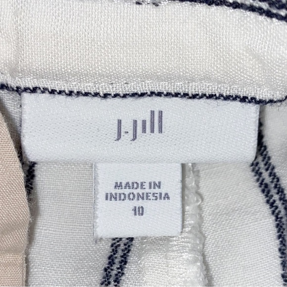J JILL ☆ Linen / Rayon Wide Leg Pants ☆ White w/ Navy Blue Stripe ☆ Size 10 - Picture 7 of 7